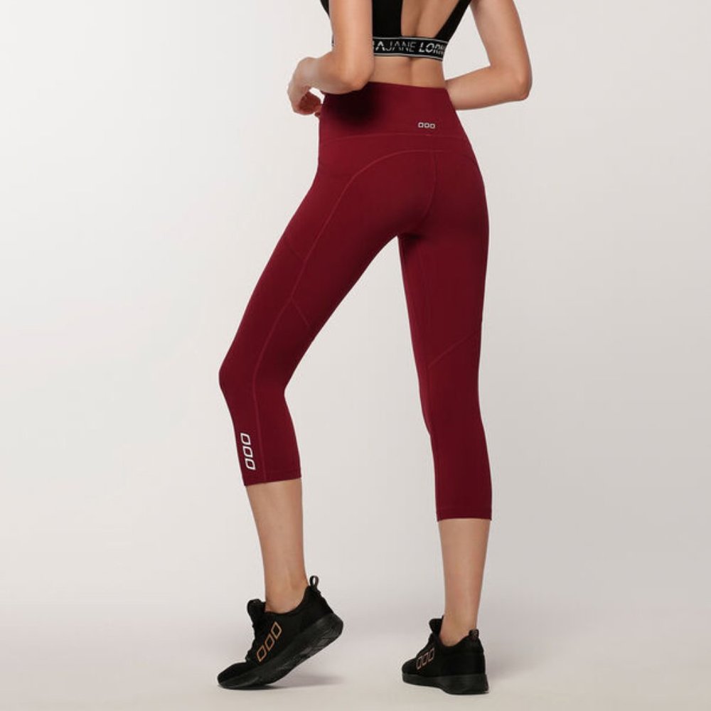 Lorna Jane No Ride Booty Support Pocket Legging - Medium - Red Cherry 7/8 Length
